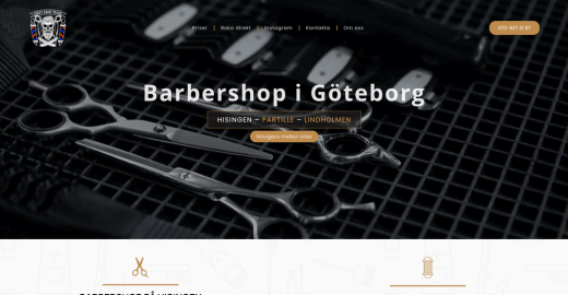 Hemsida vi byggt för Barbershop Göteborg – Frisör · Hisingen & Partille